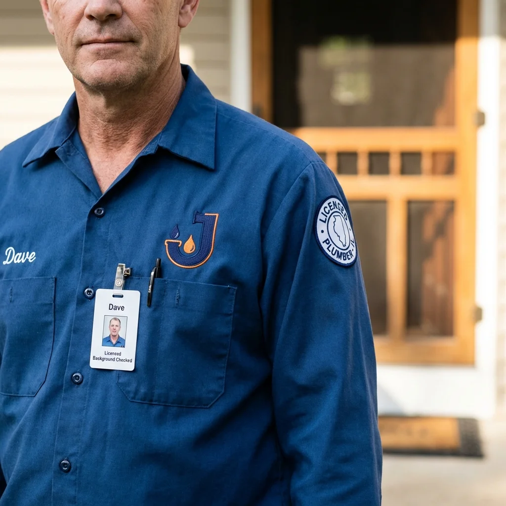 Licensed plumber showing ID badge in Sykesville, MD